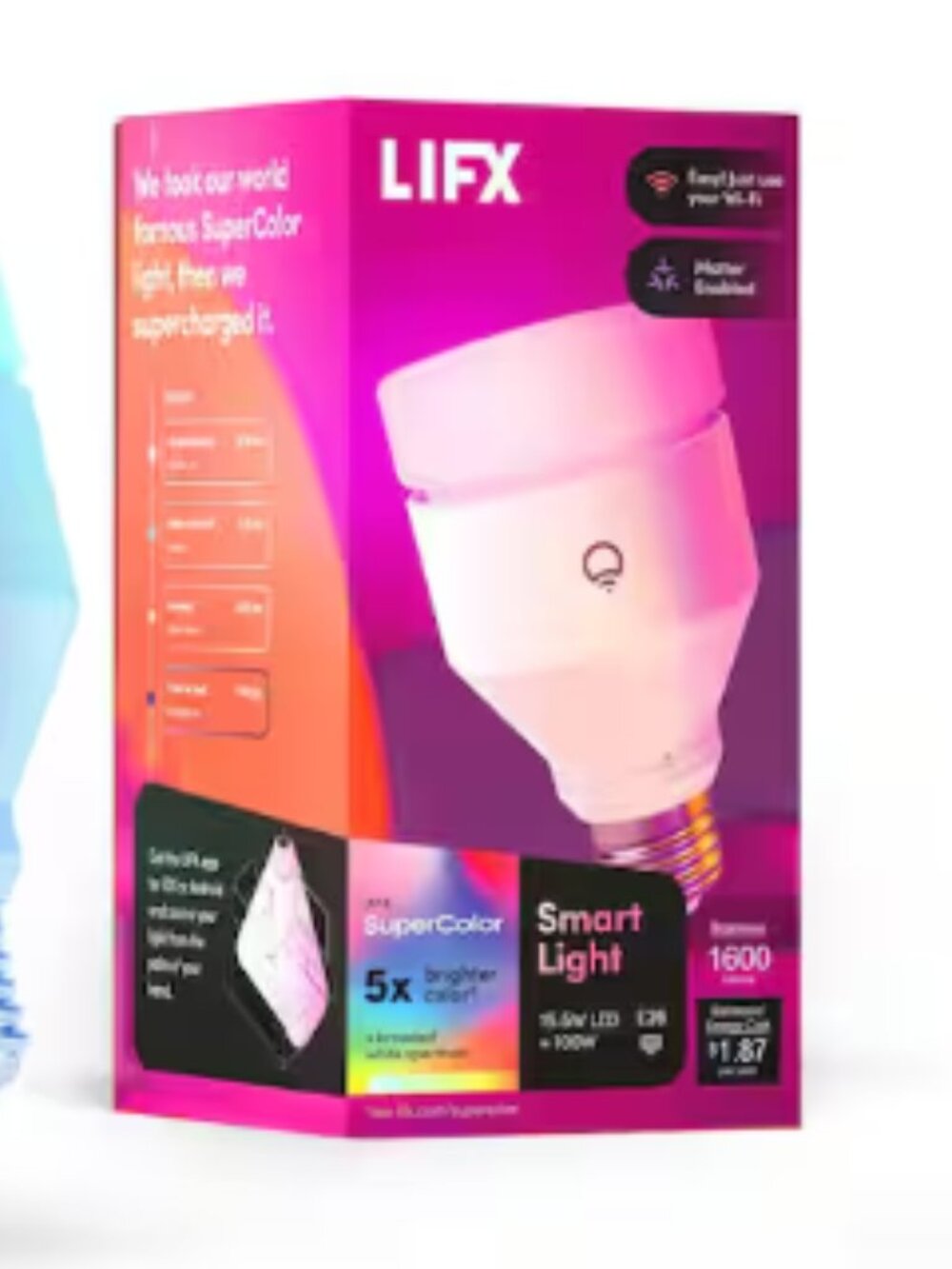 LIFX Supercolor A21 Smart Light Bulb 1600 Lumens 100W Equivalent, Color Changing